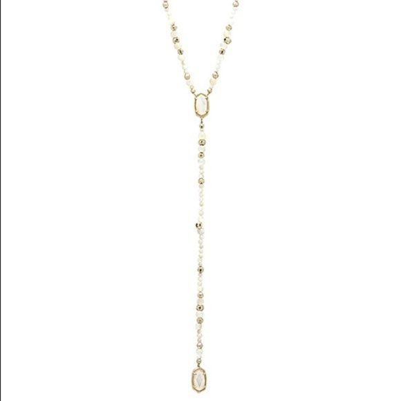 NWT Kendra Scott Bethany Y Necklace - Ivory / Gold - Picture 1 of 2